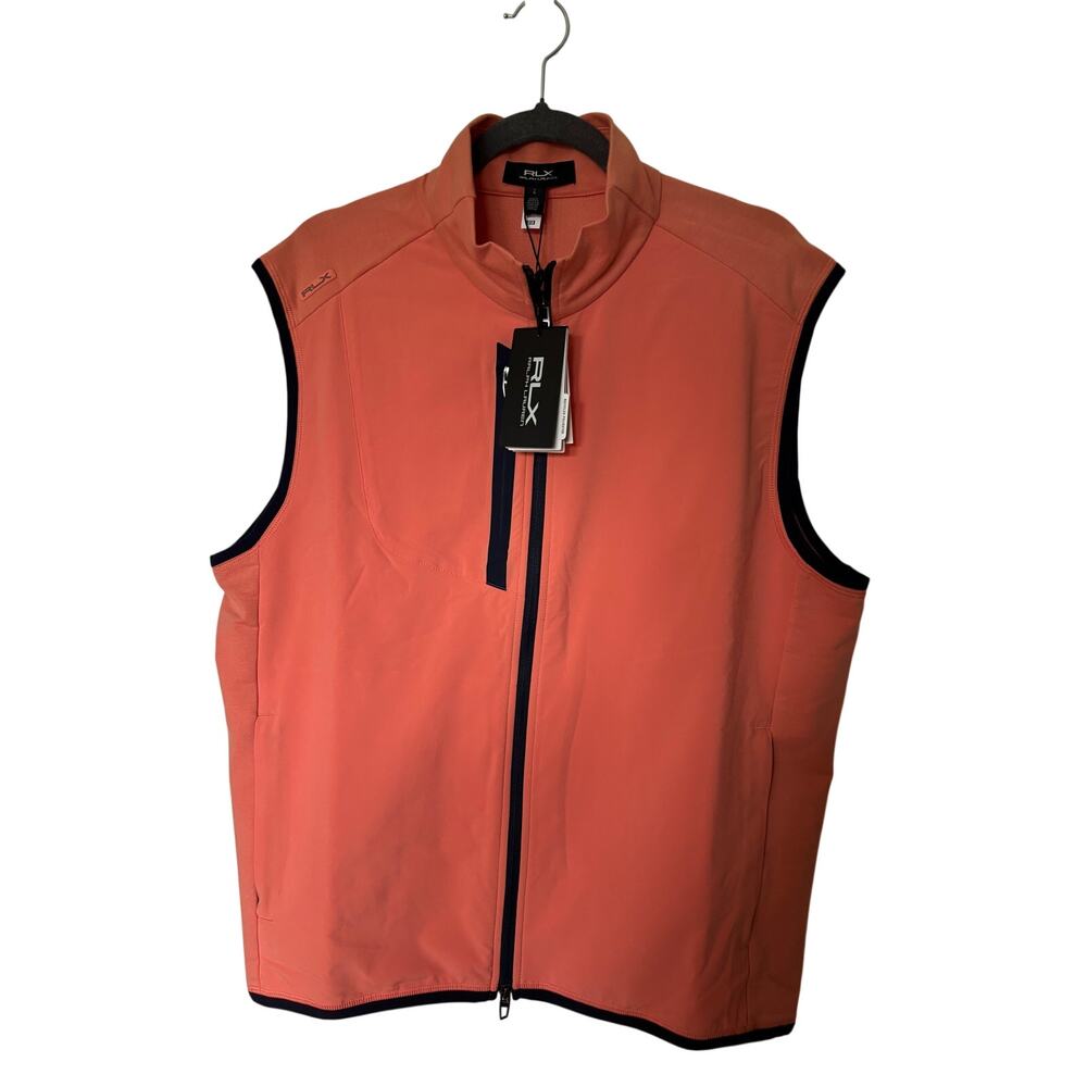 New RLX Ralph Lauren Quilted Golf Vest - Peach Tree, L